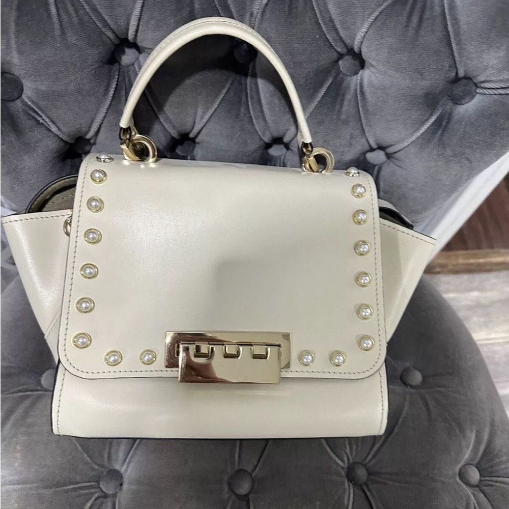 ZAC Posen Swan earth mini pearls top handle women’s cross body leather bag